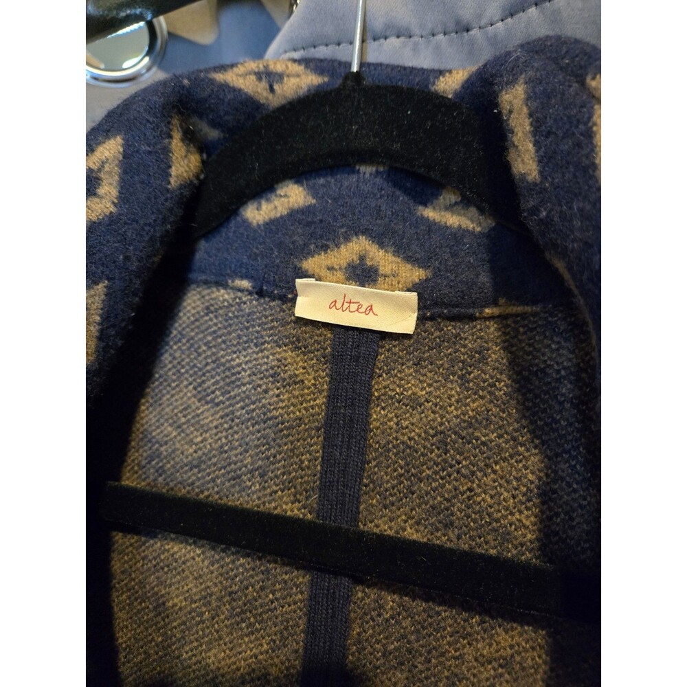 Altea Wool Cashmere Patterned Navy & Beige Jacket Blazer Cardigan, Italy - Picture 5 of 10